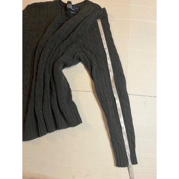 Polo Ralph Lauren XL Cable Knit V-Neck Sweater 100% Cotton Mens Gray hong kong - Picture 11 of 11